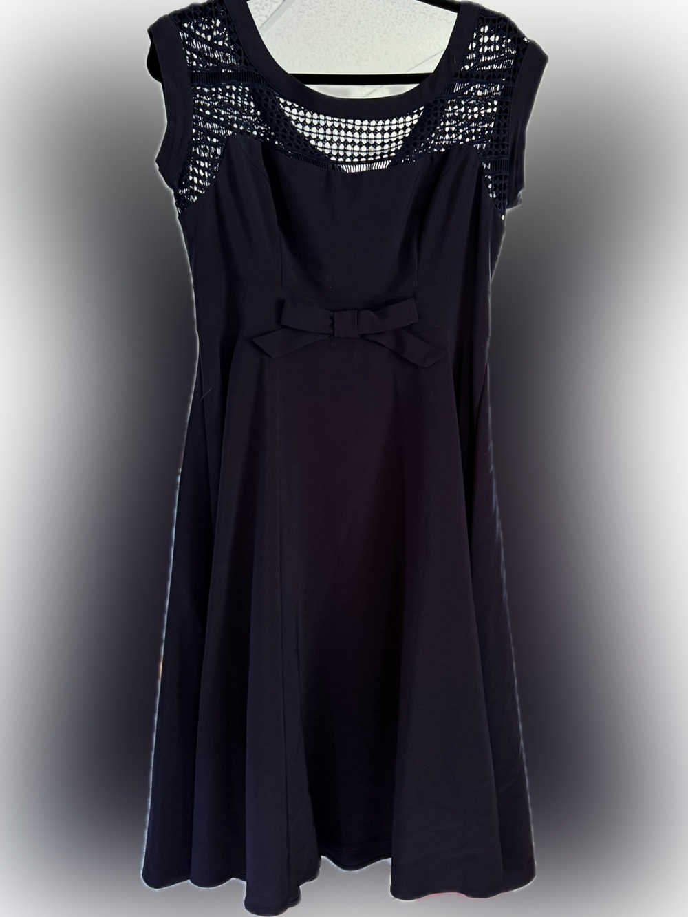 FERVOUR Elegant Navy  A-Line Dress with Bow LARGE